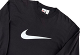  Vintage 90s Nike Big Swoosh Grey Black Long Sleeve Tee 