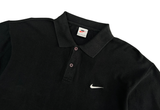  Vintage 90s Nike Swoosh Logo Polo Shirt Black 