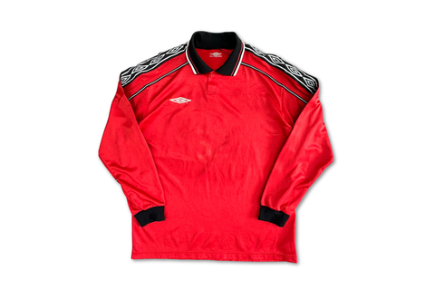  Vintage 90s Umbro Manchester United Template Football Soccer L/S Jersey 