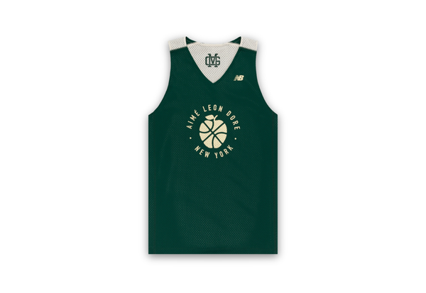  Aimé Leon Dore x New Balance Sonny Reversible Mesh Basketball Jersey Green / Cream 
