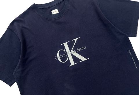 Vintage Calvin Klein Jeans Spell Out Logo Navy Tee 