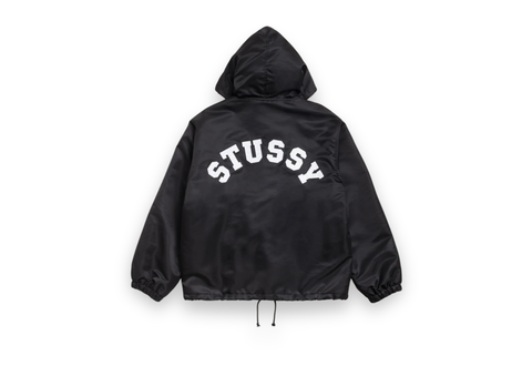  STUSSY HOODED COACHES JACKET BLACK 