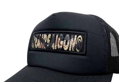  The Air Saigon® Tiger Camo Box Logo Trucker Hat Black 