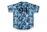  Supreme Kanji Camo Zip Up Baseball Jersey Blue 