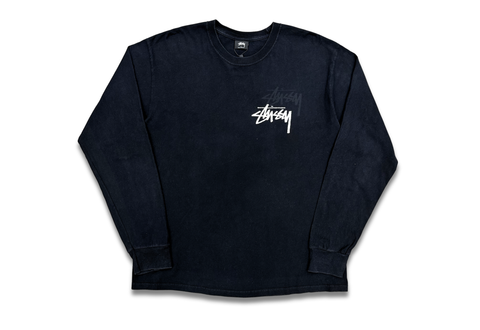  Stussy Stock Pigment Dyed Long Sleeve Tee Black 