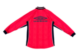  Vintage 90s Umbro Long Sleeve Football Red Jersey 