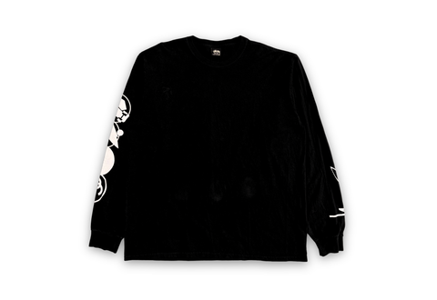 Stussy Stacked Pigment Dyed Long Sleeve Black Tee 