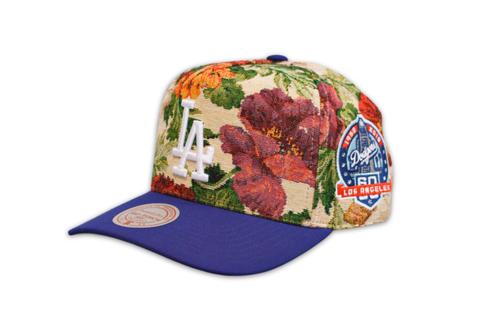  Mitchell & Ness LA Dodgers Floral Blue Snapback 