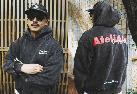  The Air Saigon® Merchandise - ATELIAIR Sporting Club Washed Black Hoodie 
