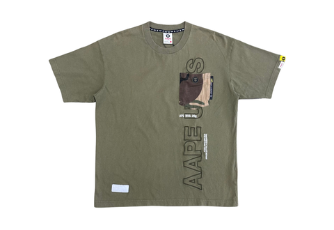  AAPE Washed Camo Pocket Tee Olive 