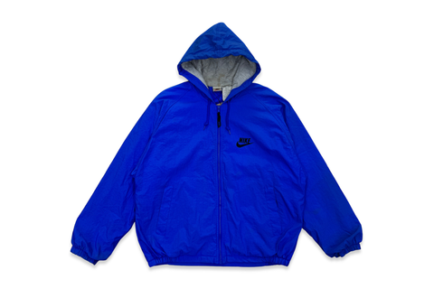  Vintage 90s Nike Hooded Windbreaker Jacket Royal Blue 