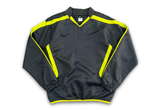  Nike V-neck Nylon Pullover Windbreaker Black Neon L/S Jersey 