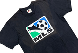  Vintage 90s Nike MLS Big Swoosh Soccer Tee Black 