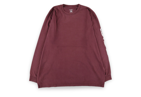  Carhartt Loose Fit Heavyweight Logo Sleeve Graphic Tee Burgundy 