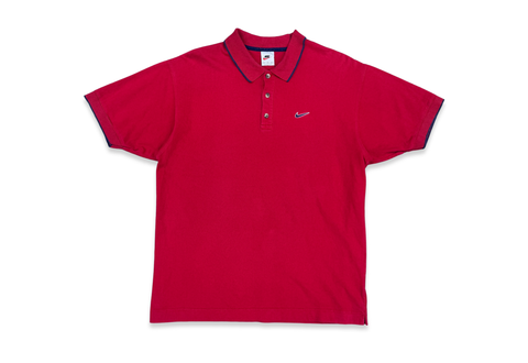  Vintage 90s Nike Embroidered Mini Swoosh Polo Shirt Red 