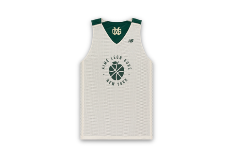  Aimé Leon Dore x New Balance Sonny Reversible Mesh Basketball Jersey Green / Cream 