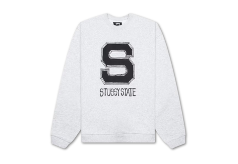  Stussy State Crew Hoodie Ash Heather 