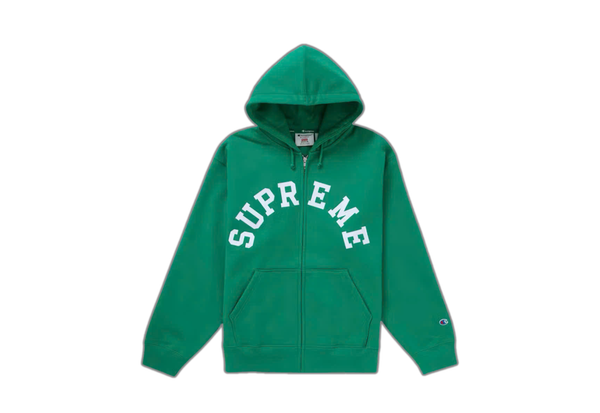  Supreme Champion Zip Up Hooded Sweatshirt Green 