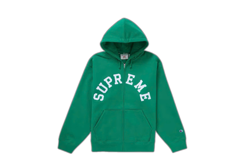  Supreme Champion Zip Up Hooded Sweatshirt Green 