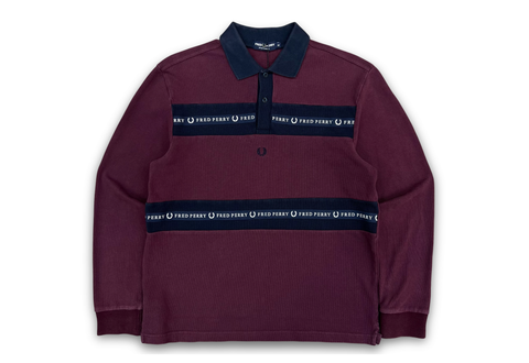 Vintage Fred Perry Taped Chest Long Sleeve Polo Shirt 