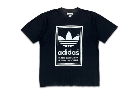  Vintage 90s adidas Trefoil Double-Sided Print Black Tee 