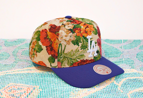  Mitchell & Ness LA Dodgers Floral Blue Snapback 