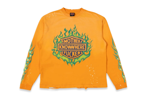  KNOWWHERESTUDIO ORANGE ACID FLAME L/S TEES 