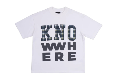  KNOWWHERESTUDIO WHITE CHECKMATE BOX LOGO TEES 