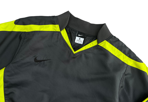  Nike V-neck Nylon Pullover Windbreaker Black Neon L/S Jersey 