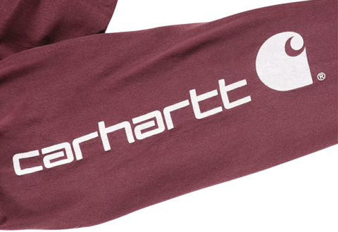  Carhartt Loose Fit Heavyweight Logo Sleeve Graphic Tee Burgundy 