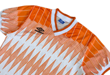  Vintage 80s Umbro Orange White Diamond Pattern Football Jersey 