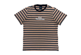  HUF Worldwide Light Brown Black Striped Embroidered Logo Tee 