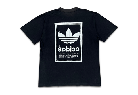  Vintage 90s adidas Trefoil Double-Sided Print Black Tee 