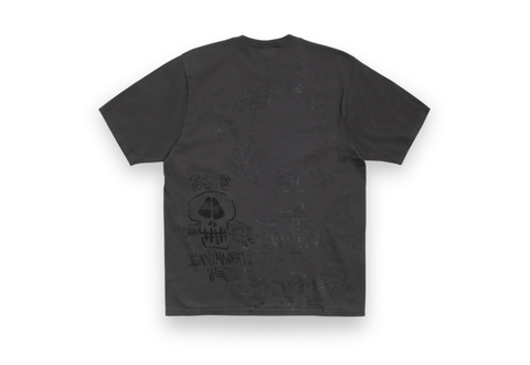  STUSSY SKULLS TEE PIGMENT DYED BLACK TEE 
