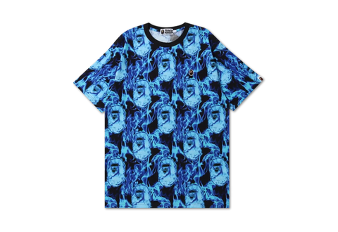  Bape Flame Wide Tee Blue 