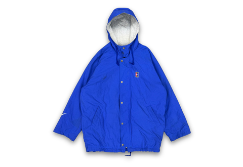  Vintage 90s Nike Court Big Multicolors Big Logo Hood Jacket Blue 