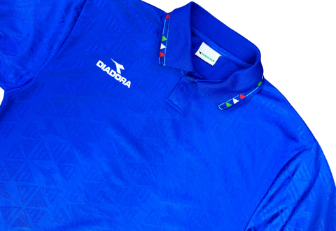  Vintage 90s Diadora Italy Template National Soccer Team Jersey Blue 