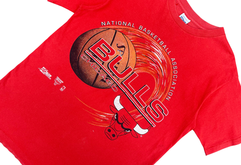  Vintage 90s Chicago Bulls Single Stitch Salem NBA Graphic Red Tee 