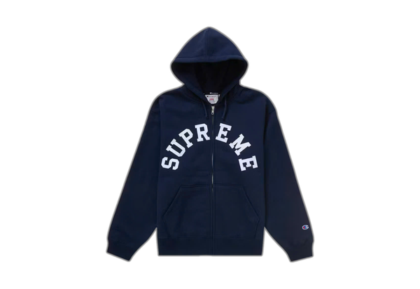  Supreme Champion Zip Up Hooded Sweatshirt Navy 