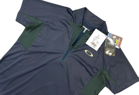 Oakley Golf Wear Short Sleeve High-Neck Half-Zip Jersey Black/Olive 