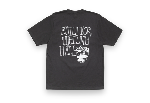  STUSSY LONG HAUL TEE PIGMENT DYED BLACK TEE 
