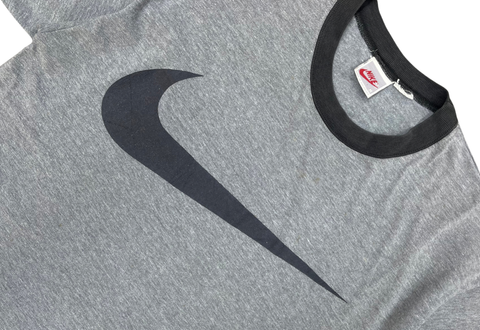  Vintage 90s Nike Big Swoosh Ringer Tee Grey 