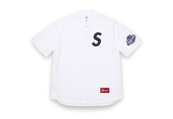  Supreme S Logo Baseball Henley White Jersey (SS25) 