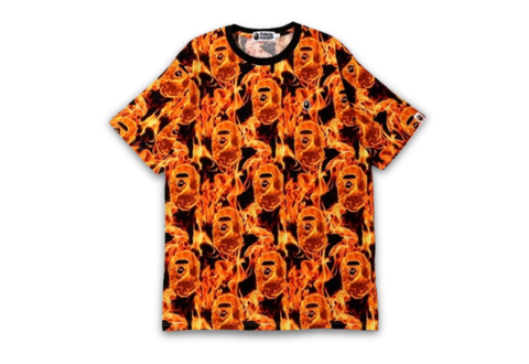  Bape Flame Wide Tee Orange 