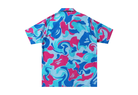  BAPE Marble Camo Open Collar S/S Shirt Blue 