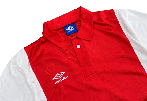  Vintage 90s Umbro Templete Ajax White Red Soccer Jersey 