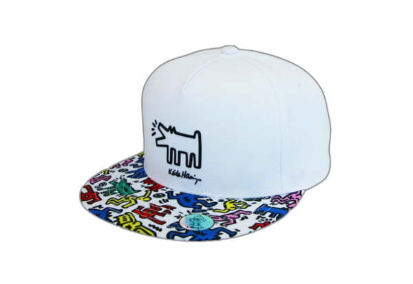  Withmoons Snapback Cap Keith Haring Barking Dog Rubber Patch Hat CR21214 (White) 