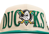  Mitchell & Ness Anaheim Ducks Across The Board Vintage Cream/Teal Snapback 