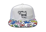  Withmoons Snapback Cap Keith Haring Barking Dog Rubber Patch Hat CR21214 (White) 