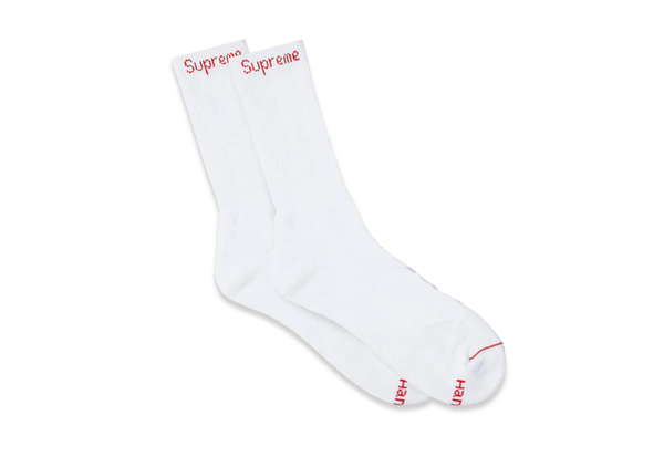  Supreme x Hanes Crew Socks White 